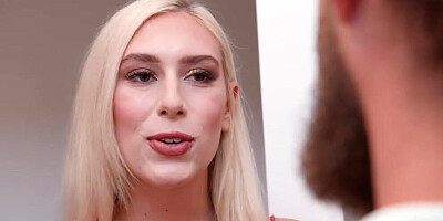 Blonde pornstar Kay Lovely seduces her neighbor in her room