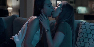 Two aroused girls are enjoying lesbian intercourse during the nighttime