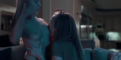 Two aroused girls are enjoying lesbian intercourse during the nighttime