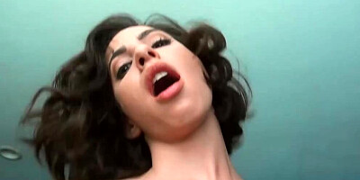 Charming girl flirts with the camera while taking that hard pecker