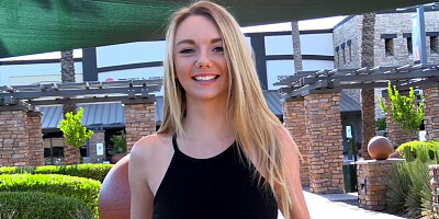 Cute Blonde Teen Shows Pussy and Boobs in Public