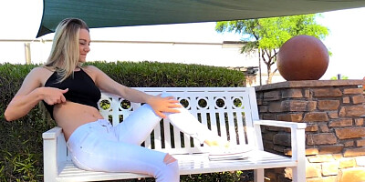 Cute Blonde Teen Shows Pussy and Boobs in Public