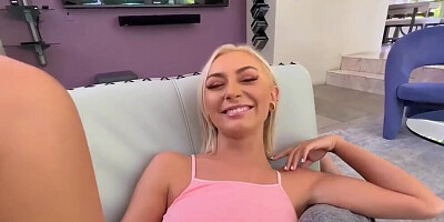 TWo cute blondes are sharing hard dick in this POV 3way