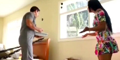 Brunette mom gets soaking wet while being fucked in the bum