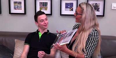 Pornstar gives male the joy of the very first sex