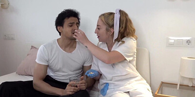 Russian nurse gives a b lowjob and gets eaten out too