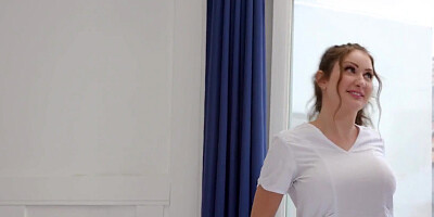 NURU MASSAGE - Sexy Busty Curvy Masseuse Bella Blu Slides On A Cock Before Handles It In Her Pussy