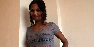 Charming brunette Lana Violet shows her tits and sucks a hard cock