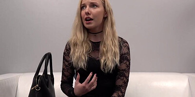 Naughty blonde is craving for stranger's cock on a casting