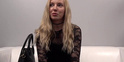 Naughty blonde is craving for stranger's cock on a casting