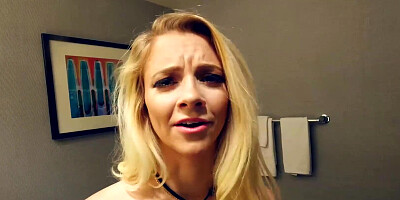 Blonde's ass looks nice while she rides cock reverse cowgirl style