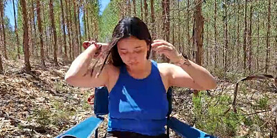 Fucking my mother's friend in a forest outdoor