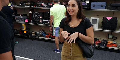 Beautiful coed flashes her tits and ass and gets fucked