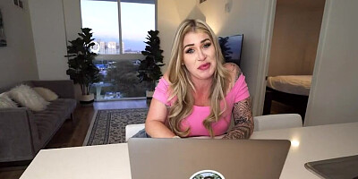 Breathtaking blonde babe with sexy tattoos and thick curves fucked POV