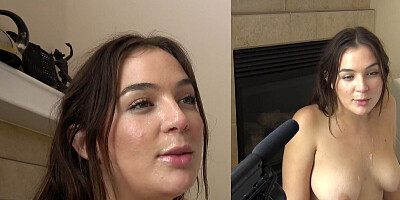 Cute brunette is more than willing to swallow the cum after a blowjob