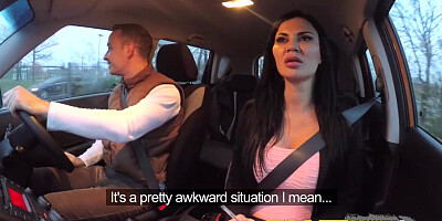 Fake Driving School exam failure ends in threesome double creampie