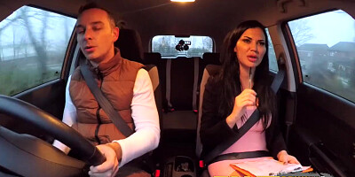 Fake Driving School exam failure ends in threesome double creampie