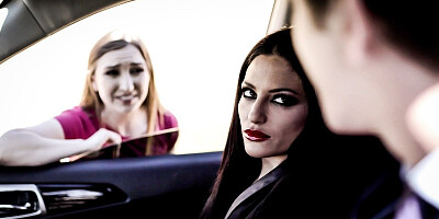 Lustful chicks are mixed up in a vigorous threesome with a hunk