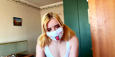 Stay Home - Blowjob Dick StepBrother and Hard Pussy Fuck in Mask