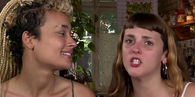 Two kinky lesbians are engaging in a hot action on the table
