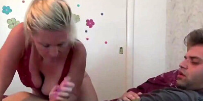 Stepmother helped stepson cum twice