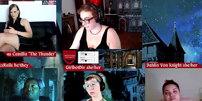 RPG Monsters U episode 16 with Jane Judge, RickyxxxRails, Roxxie Moth, Dahlia von Knight, and Girlbot Div DND Role Playing Game