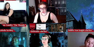 RPG Monsters U episode 16 with Jane Judge, RickyxxxRails, Roxxie Moth, Dahlia von Knight, and Girlbot Div DND Role Playing Game