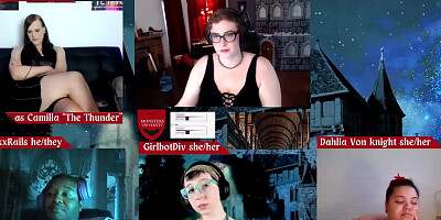 RPG Monsters U episode 16 with Jane Judge, RickyxxxRails, Roxxie Moth, Dahlia von Knight, and Girlbot Div DND Role Playing Game