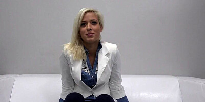Sweet blonde girl is filmed POV-style while handling a cock