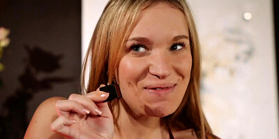 Petite Russian brunette enjoys her first time porn in a sweaty FFM threesome