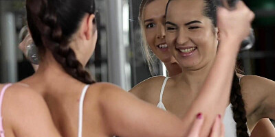 Alexis Crystal and her girlfriend are having lesbian sex in the gym