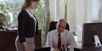 Gorgeous secretary Riley Reyes gets her hole nailed with boss's schlong