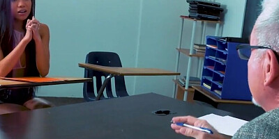 Asian teen girl will do anything to make her old teacher happy and satisfied