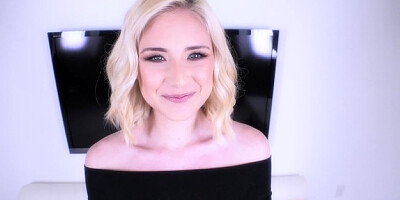 POV pleasurable cock sucking treatment from an angelic blonde lady