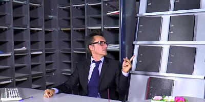 Nerdy girl Lana Vegas is licked and fucked in the office
