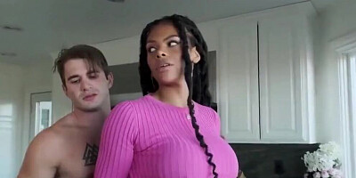 Ebony babe Halle Hayes is groped and fucked by white stud
