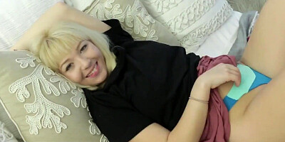 Chubby blonde girl masturbates and fucks with her horny stepbrother