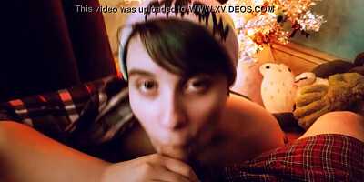 Sucking on daddy's little DICK on Christmas Eve