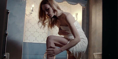 Lovely Gerda rubs her cherry in front of the camera