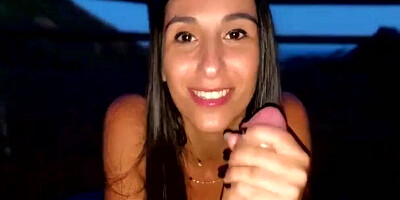 Breathtaking brunette with a killer body sucks and rides a massive cock POV