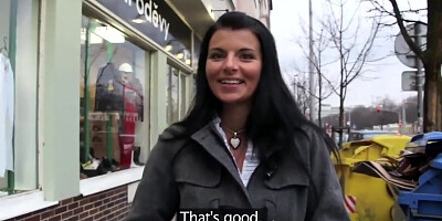 PublicAgent Hot brunette MILF with great tits outdoors sex