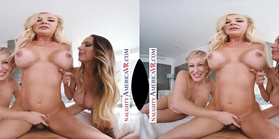Naughty America Three hotties bang their friend's son in VR