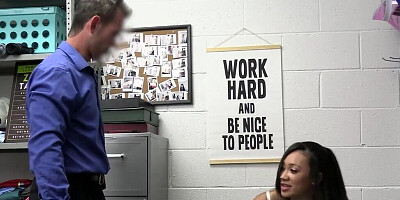 Asian shoplifter is finally caught and punished with the cop's cock for her crimes