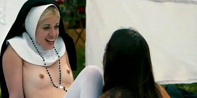 Naughty nuns are having steamy lesbian sex in the garden