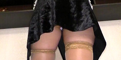 I saw the ass under the skirt and inserted a dick into it