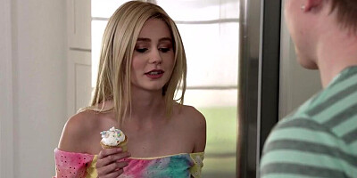 Pretty blonde polishes a hard cock and takes a deep hammering