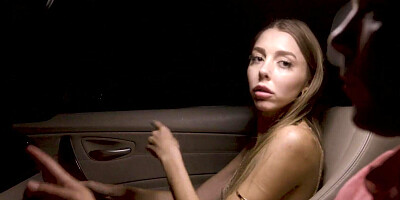 Beautiful glamorous brunette gets fucked by her muscly stud's fat dick outdoors