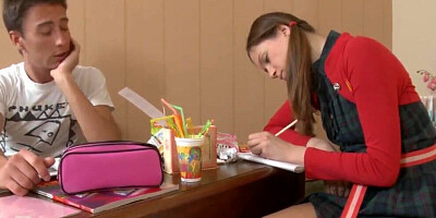 Cute girl lets her classmate fuck her in the butthole