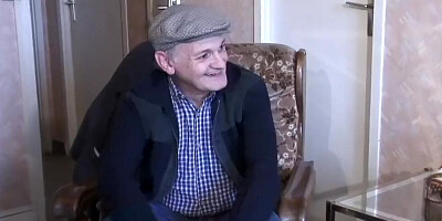 Bunch of horny guys are fucking that slutty granny on the couch