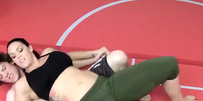 Alison Tyler gets her cunt filled with wrestling partner's hard prick